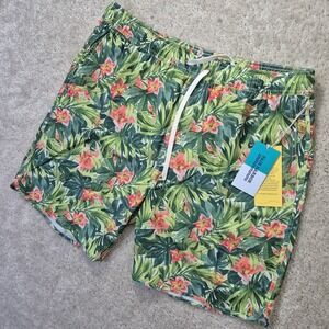 Fair Harbor Anchor Swim Trunks Mens 2XL Green Floral Lined Hawaiian Shorts New